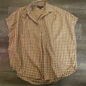 French Connection Brown and White Checkered Top